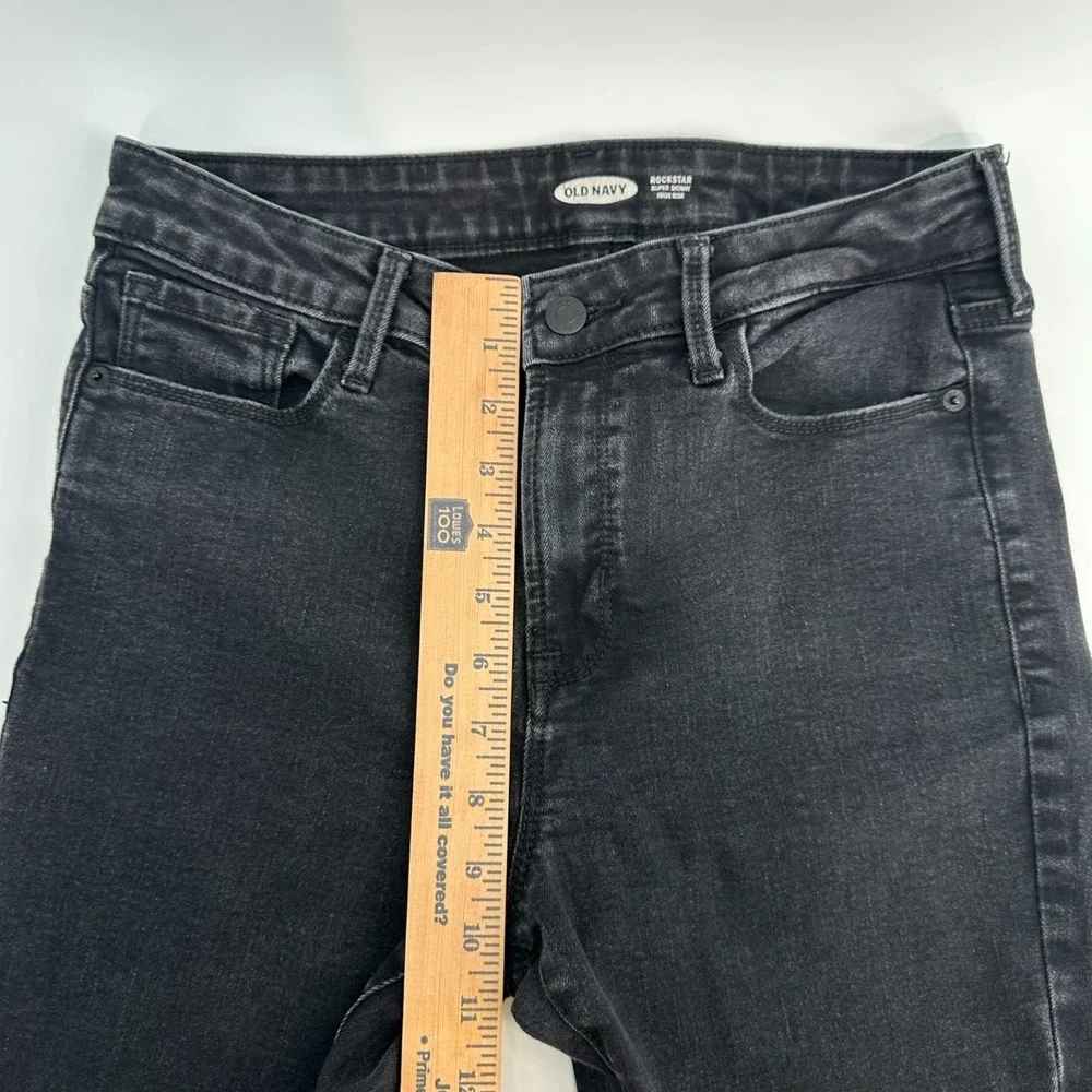 Old Navy Jeans Womens 8 Short Black High Rise Rockstar Super Skinny Everyday‎